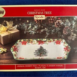 Spode Christmas Tree Dessert Tray - 2018 Festive Green and Red